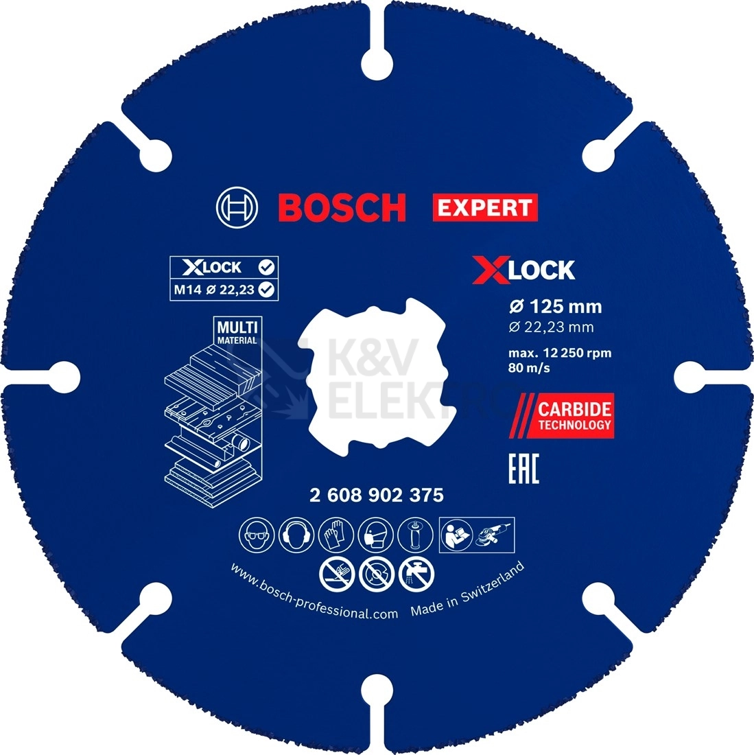 Obrázek produktu Víceúčelové řezací kotouče EXPERT Carbide Multi Wheel X-LOCK 125 mm 22,23 mm Bosch 2.608.902.375 0