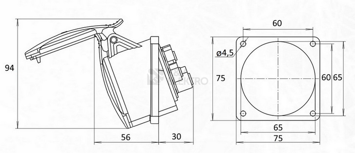 Obrázek produktu Zásuvka vestavná ETI EE 1653 N 16A/400V/5P IP54 004482162 1