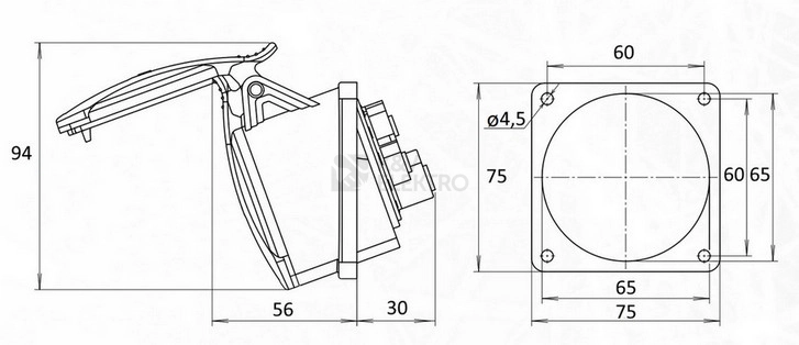 Obrázek produktu Zásuvka vestavná ETI EE 1653 N 16A/400V/5P IP54 004482162 1