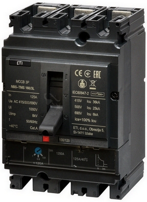 Obrázek produktu Jistič ETI NBS-TMS 160/3L 125A 3P 004673008 0