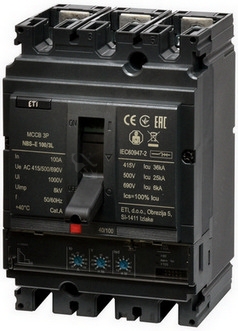 Obrázek produktu Jistič ETI NBS-E 100/3L 100A 3P 004673041 0