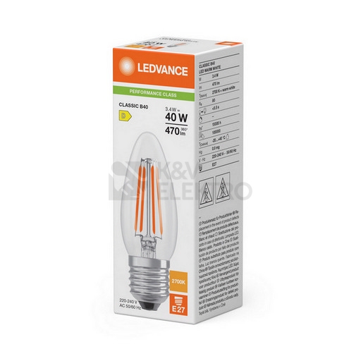 Obrázek produktu LED žárovka E27 LEDVANCE Filament CL B FIL 3,4W (40W) teplá bílá (2700K) 1