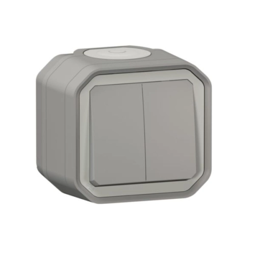 Legrand Plexo IP55 venkovní vypínač č.6+6 nebo dvojité tlačítko šedá komplet pro povrchovou montáž 069715L