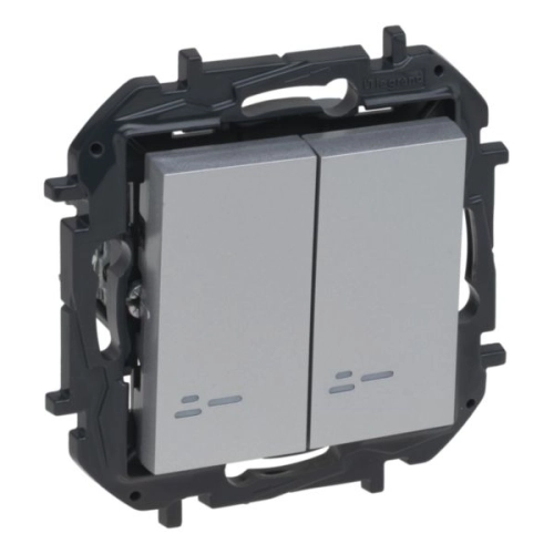 Legrand Niloé Step vypínač č.6+6 s podsvětlením hliník 863318B