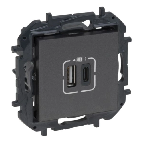 Legrand Niloé Step nabíječka USB A+C 3A ocel 863440B