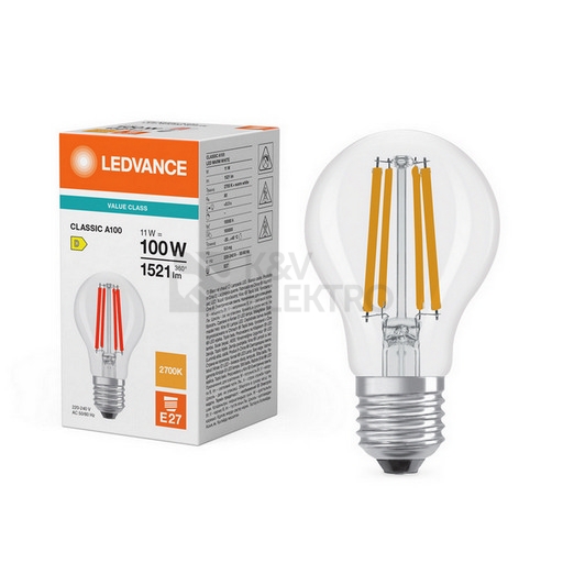 Obrázek produktu LED žárovka E27 LEDVANCE Filament CLA FIL V 11W (100W) teplá bílá (2700K) 2