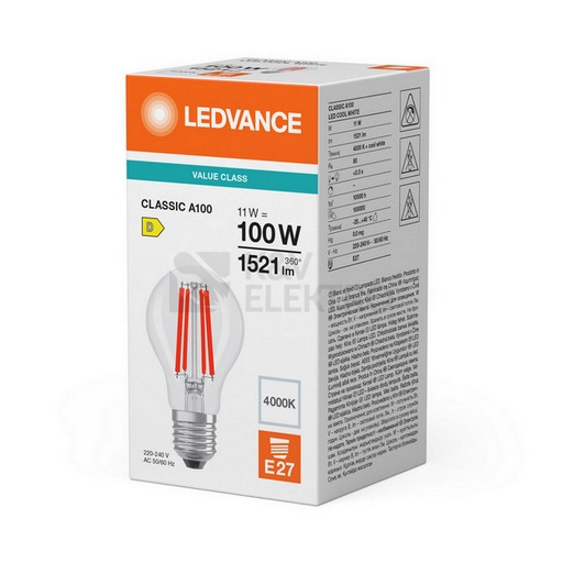 Obrázek produktu LED žárovka E27 LEDVANCE Filament 11W (100W) neutrální bílá (4000K) 1