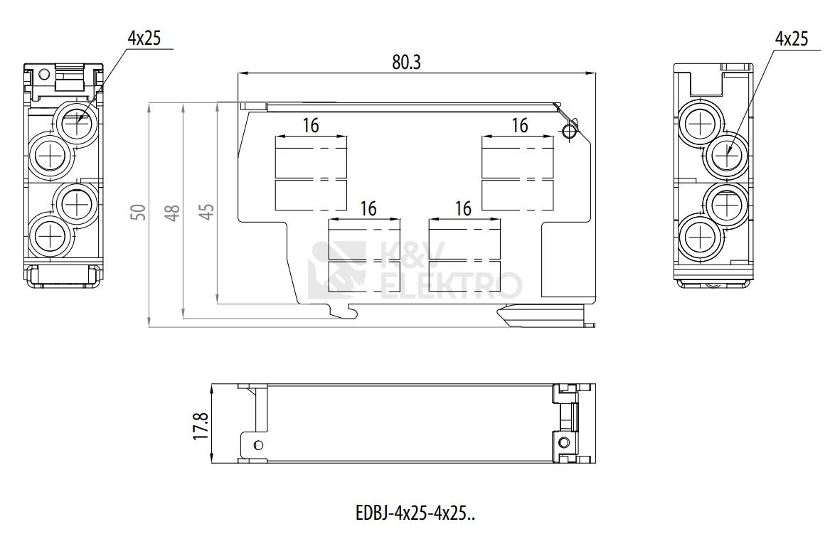 Obrázek produktu Distribuční blok ETI EDBJ-4x25-4x25 šedá 001102428 1