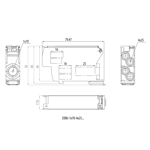 Distribuční blok ETI EDBJ-1x70-4x25 šedá 001102434 (obrázek 3)