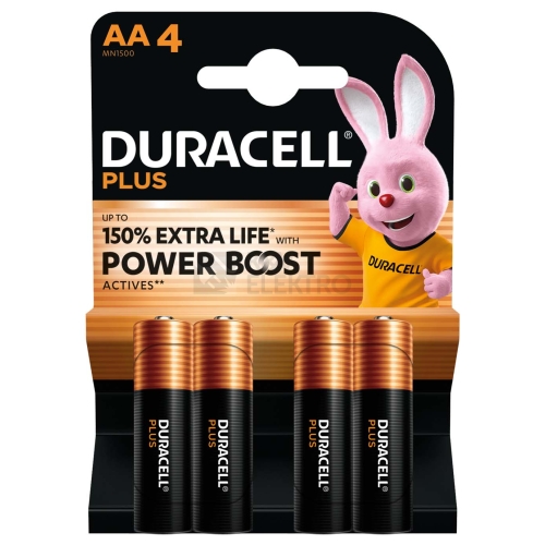 Tužkové baterie AA DURACELL LR6/MN1500 Plus Extra Life alkalická (blistr 4ks)