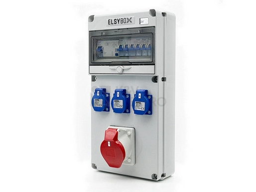 Obrázek produktu Zásuvková skříň ELSYBOX IP44 2x230V 1x400V/16A/5p P692F00120F jištěná s chráničem
1