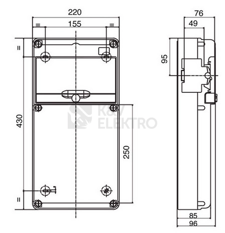 Obrázek produktu Zásuvková skříň ELSYBOX IP44 2x230V 1x400V/16A/5p P692F00120F jištěná s chráničem
3
