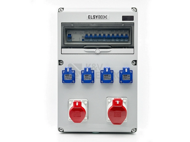 Obrázek produktu Zásuvková skříň ELSYBOX IP44 4x230V 1x400V/16A/5p 1x400V/32A/5p P698F01140F jištěná s chráničem
0