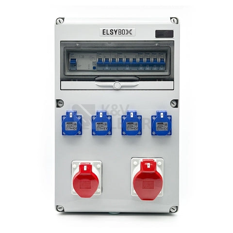 Obrázek produktu Zásuvková skříň ELSYBOX IP44 4x230V 1x400V/16A/5p 1x400V/32A/5p P698F01140F jištěná s chráničem
0