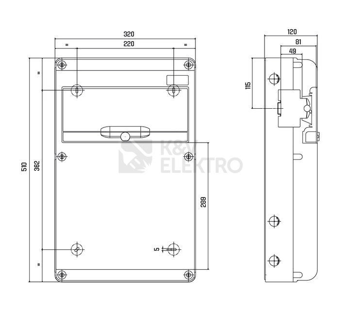 Obrázek produktu Zásuvková skříň ELSYBOX IP44 4x230V 1x400V/16A/5p 1x400V/32A/5p P698F01140F jištěná s chráničem
3