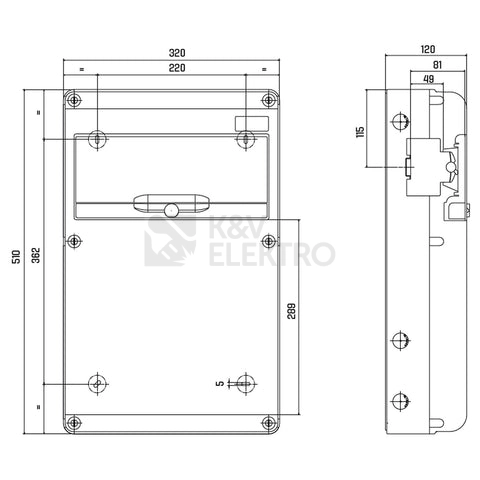 Obrázek produktu Zásuvková skříň ELSYBOX IP44 4x230V 1x400V/16A/5p 1x400V/32A/5p P698F01140F jištěná s chráničem
3