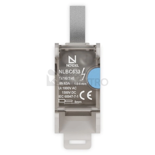 Obrázek produktu Svorka rozbočovací připojovací vstup 16mm2 / výstup 3x6mm2 Al/Cu 63A NORDEL NLBC 633 2