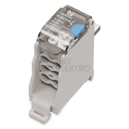 Svorka rozbočovací připojovací vstup 16mm2 / výstup 6x4mm2 Al/Cu 63A NORDEL NLBC 636