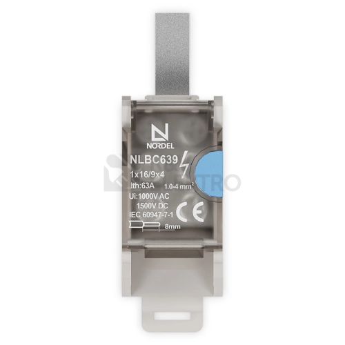 Obrázek produktu Svorka rozbočovací připojovací vstup 16mm2 / výstup 9x2,5mm2 Al/Cu 63A NORDEL NLBC 639 2