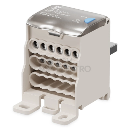 Obrázek produktu Svorka rozbočovací připojovací vstup M10 / výstup 18x6mm2 Al/Cu 400A NORDEL NLBC 40018 0