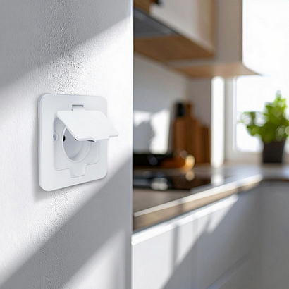 Vestavná vodotěsná zásuvka IP55 matná bílá s víčkem 5B322W (obrázek 7)