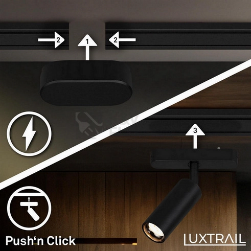Obrázek produktu Startovací sada lištový systém BRILONER 200cm 2x 48V lišta 4 LED spoty s trafem černá 8025045 2