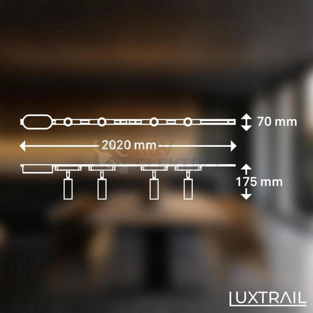 Obrázek produktu Startovací sada lištový systém BRILONER 200cm 2x 48V lišta 4 LED spoty s trafem bílá 8025046 5