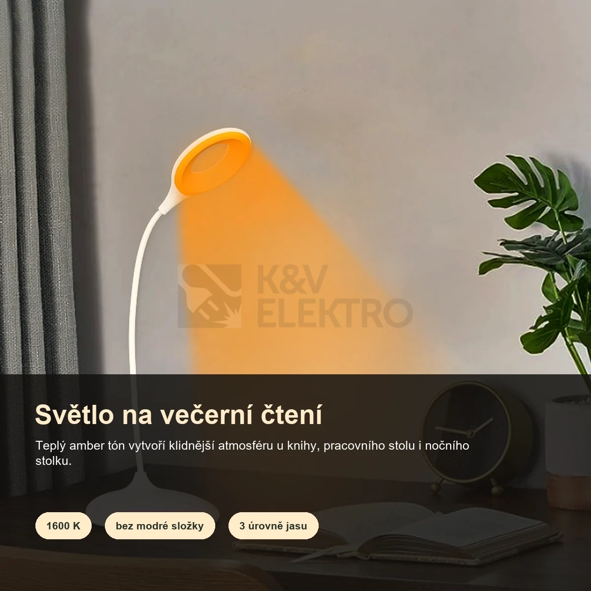 Obrázek produktu Dobíjecí LED lampička Lumbio MELATIME krokově stmívatelná 1600K bez modré složky
11