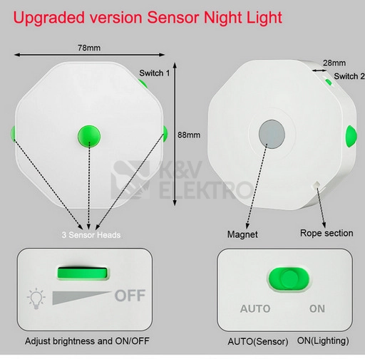Obrázek produktu LED Noční světlo MELATIME bez modré složky s pohybovým senzorem 3