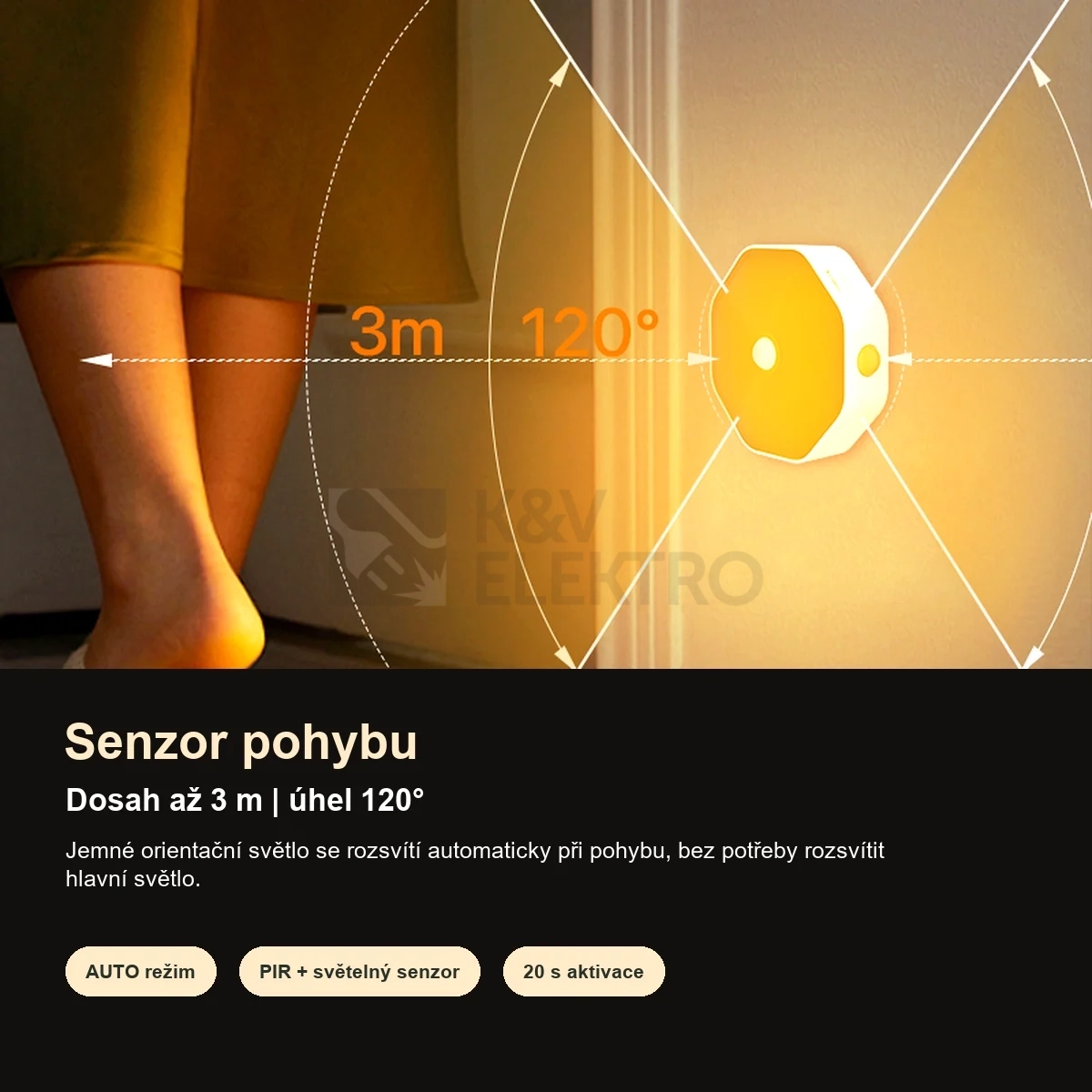 Obrázek produktu LED Noční světlo MELATIME bez modré složky s pohybovým senzorem 4