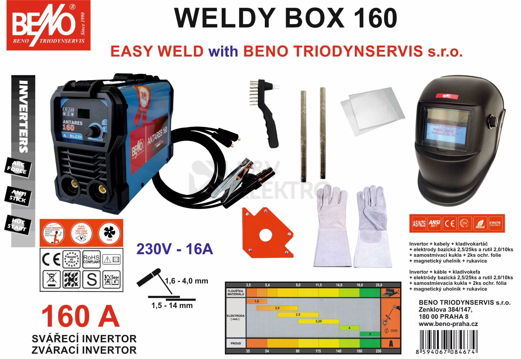 Obrázek produktu Svářecí invertor Beno WELDY BOX 160 0