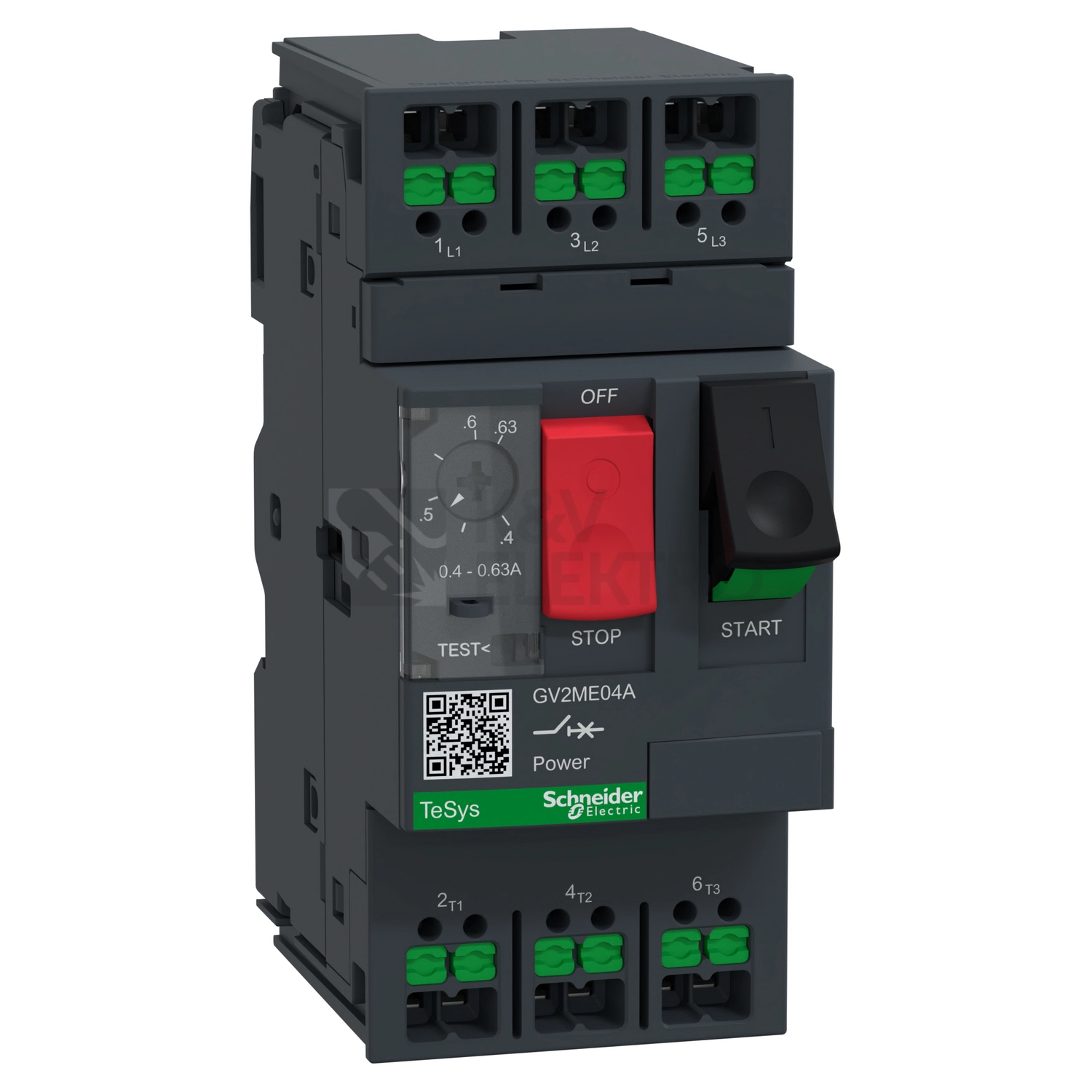 Obrázek produktu Motorový spouštěč Schneider Electric TeSys Deca snap-in svorky GV2ME04A 0,4-0,63A 0