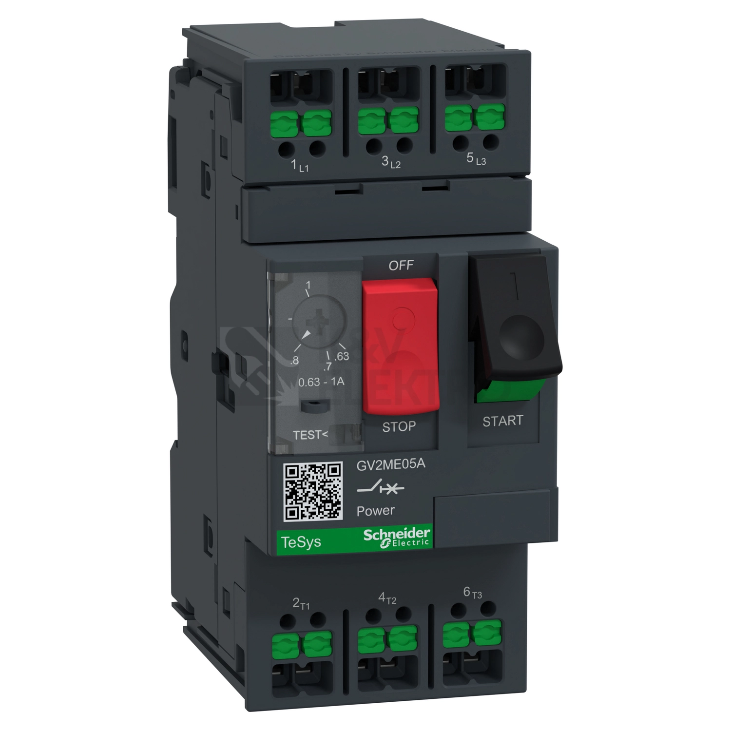 Obrázek produktu Motorový spouštěč Schneider Electric TeSys Deca snap-in svorky GV2ME05A 0,63-1A 0