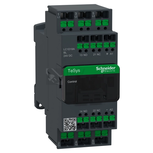 Stykač 24VDC 18A Schneider Electric TeSys Deca snap-in svorky LC1D18ABL