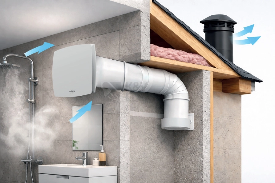 Obrázek produktu Axiální koupelnový ventilátor CATA ECOFAN 100 bílý 6