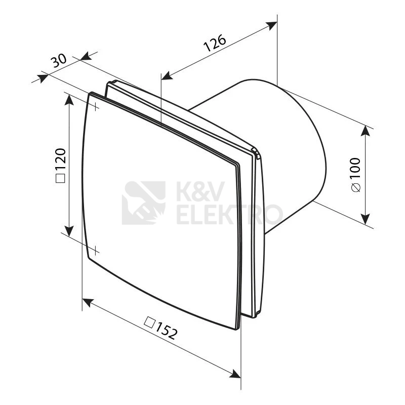 Obrázek produktu Axiální koupelnový ventilátor VENTS 100 LD černý 1901070
1