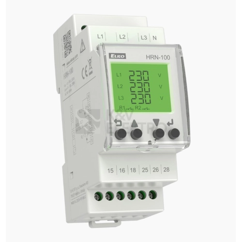 Hlídací multifunkční napěťové relé Elko EP HRN-100 3-fázové provedení s LCD displejem