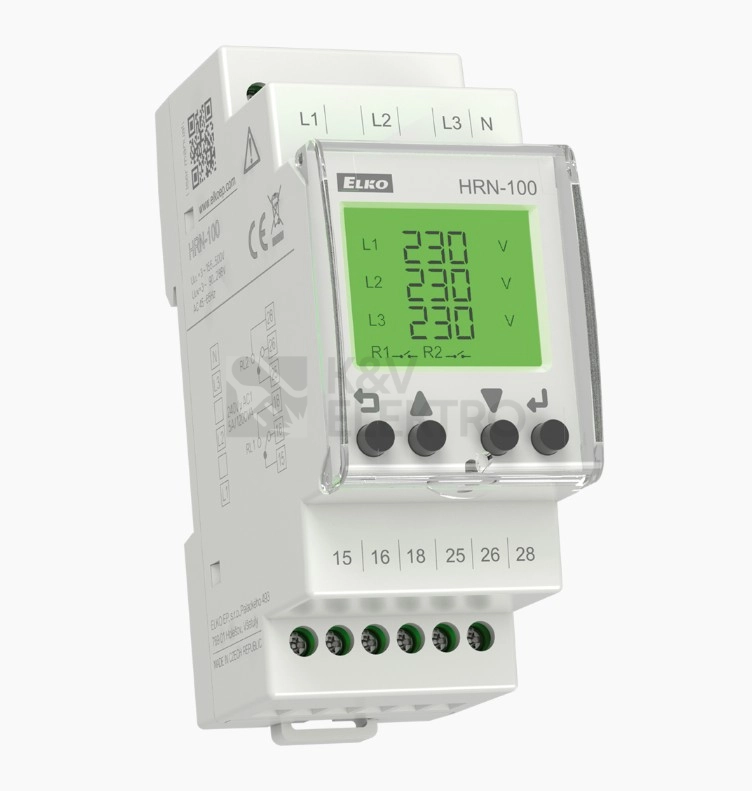 Obrázek produktu Hlídací multifunkční napěťové relé Elko EP HRN-100 3-fázové provedení s LCD displejem 0