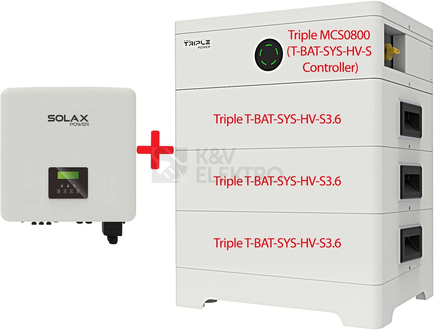 Obrázek produktu Set SOLAX X3 Hybrid G4 10.0 + Triple MCS0800 (T‑BAT‑SYS‑HV‑S Controller) + 3x Triple Power HV 3,6 kWh (celkem 10,8 kWh) 0