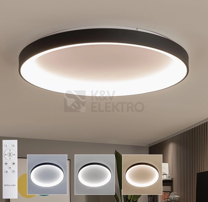 Obrázek produktu LED stmívatelné stropní svítidlo Brilagi FALCON II 108W 3000-6500K průměr 80cm černá dálkové ovládání BG3318 1