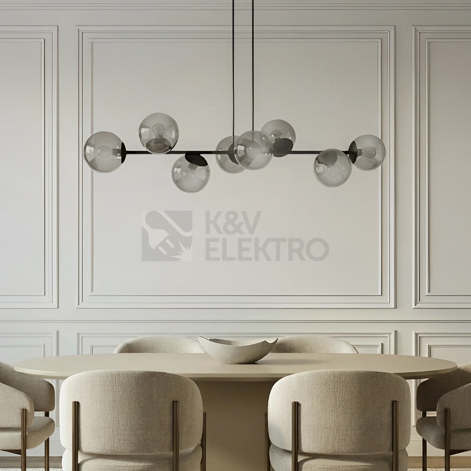 Obrázek produktu Závěsné svítidlo Lindby Isamer kouřově šedá 130 cm 8x E14 10W LED bez žárovek stmívatelné 10034203 7