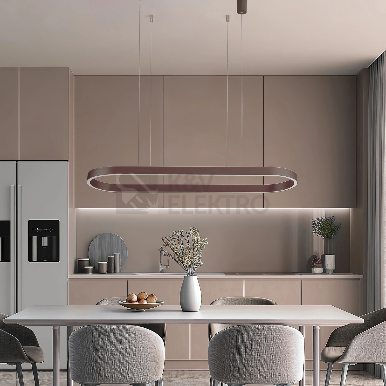 Obrázek produktu Smart LED závěsné svítidlo Lucande Melinay kávová CCT Tuya 3000K/4000K 51W 2800lm s dálkovým ovládáním 10020398 1