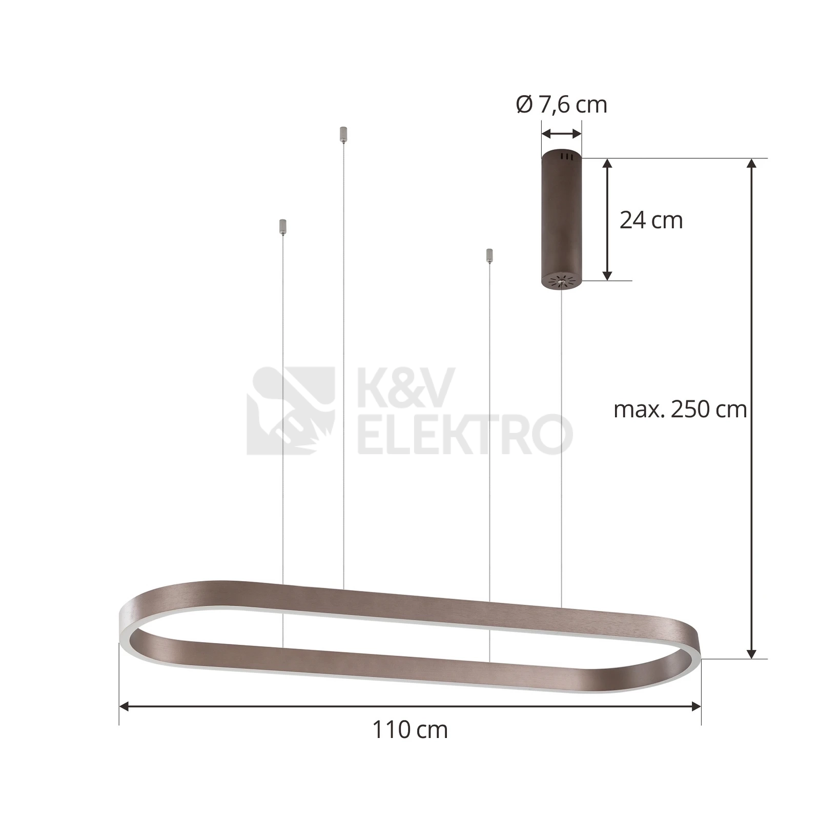 Obrázek produktu Smart LED závěsné svítidlo Lucande Melinay kávová CCT Tuya 3000K/4000K 51W 2800lm s dálkovým ovládáním 10020398 2