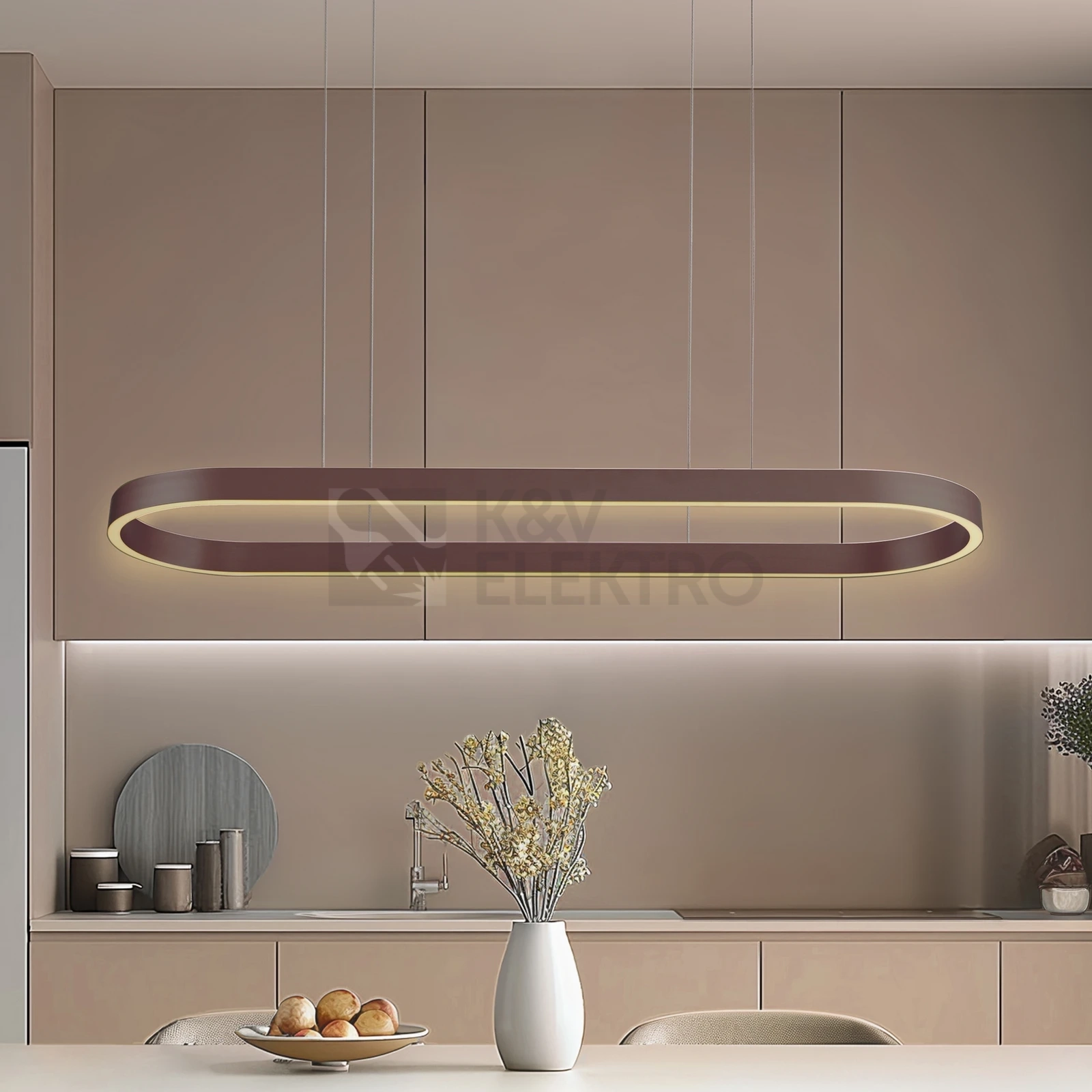 Obrázek produktu Smart LED závěsné svítidlo Lucande Melinay kávová CCT Tuya 3000K/4000K 51W 2800lm s dálkovým ovládáním 10020398 9