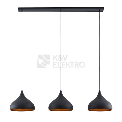Závěsné svítidlo Lindby Elamira černá/zlatá kov 133cm 3xE27 60W bez žárovek 9627803