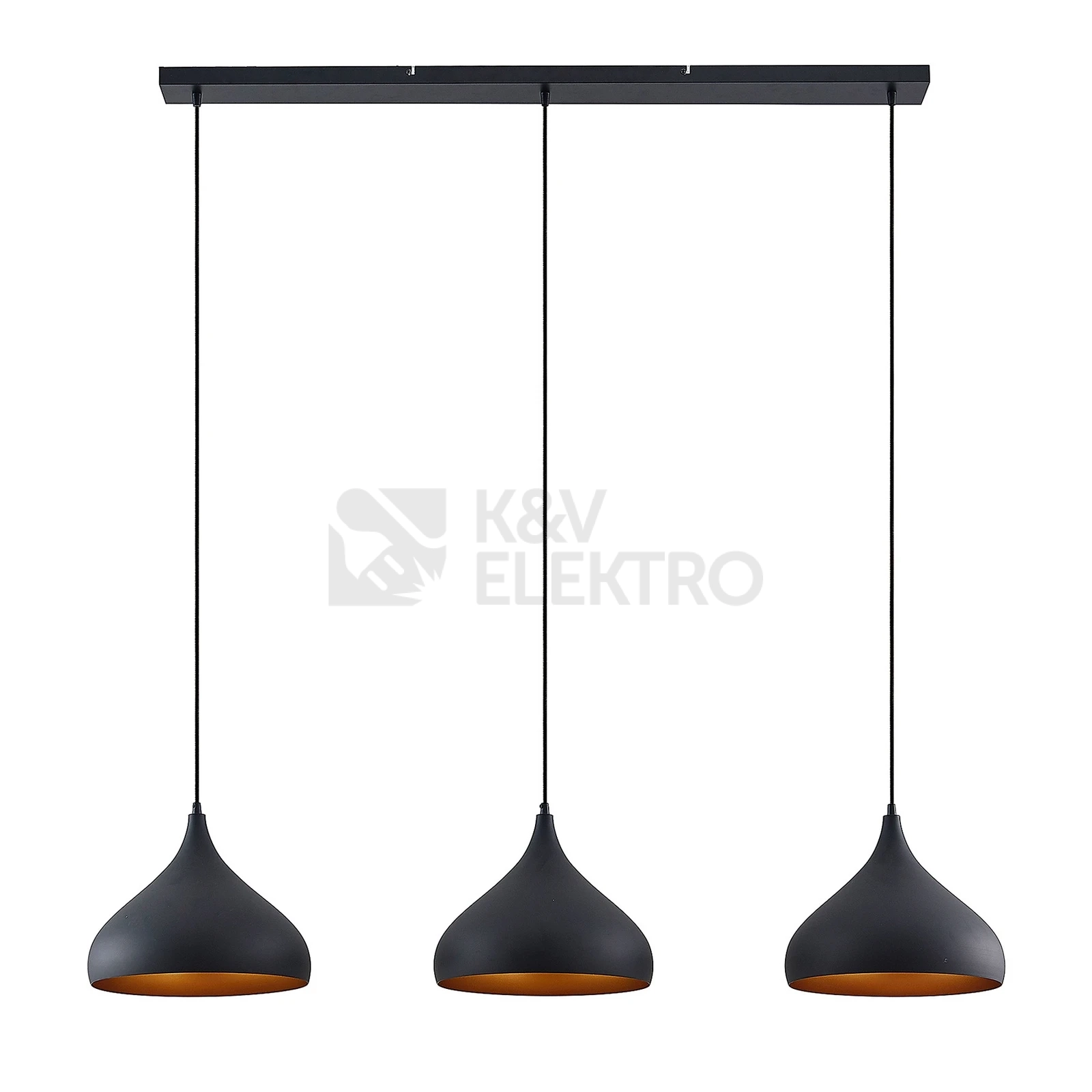 Obrázek produktu Závěsné svítidlo Lindby Elamira černá/zlatá kov 133cm 3xE27 60W bez žárovek 9627803 0