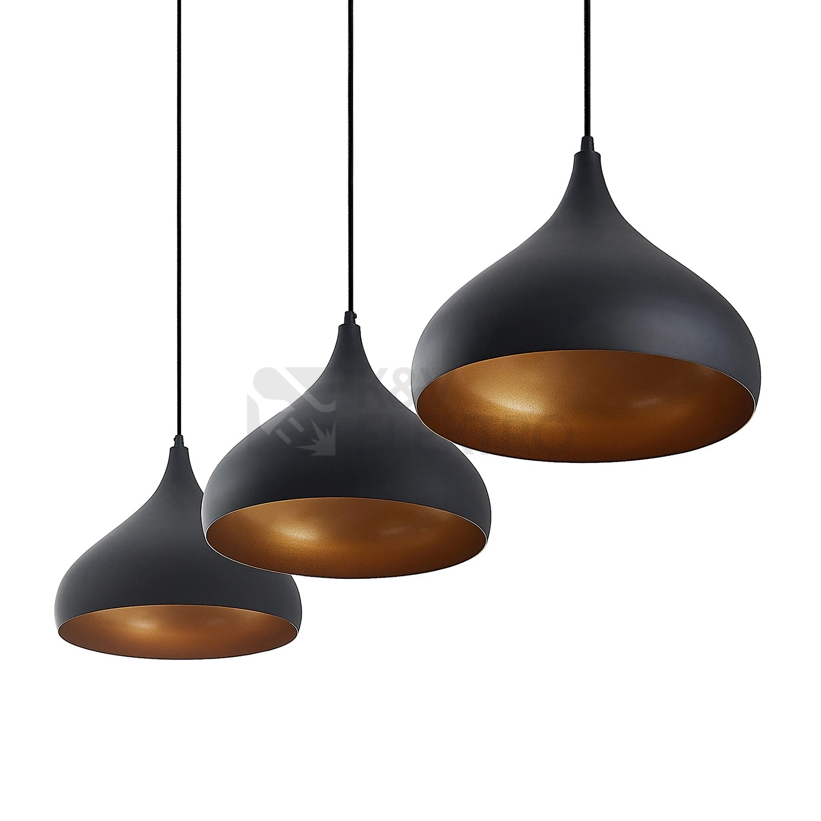 Obrázek produktu Závěsné svítidlo Lindby Elamira černá/zlatá kov 133cm 3xE27 60W bez žárovek 9627803 3