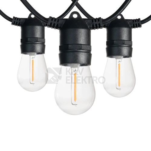 LED světelný řetěz T-LED STL10M 10m 10x E27 1W LED 2200K 1x náhradní žárovka 074021