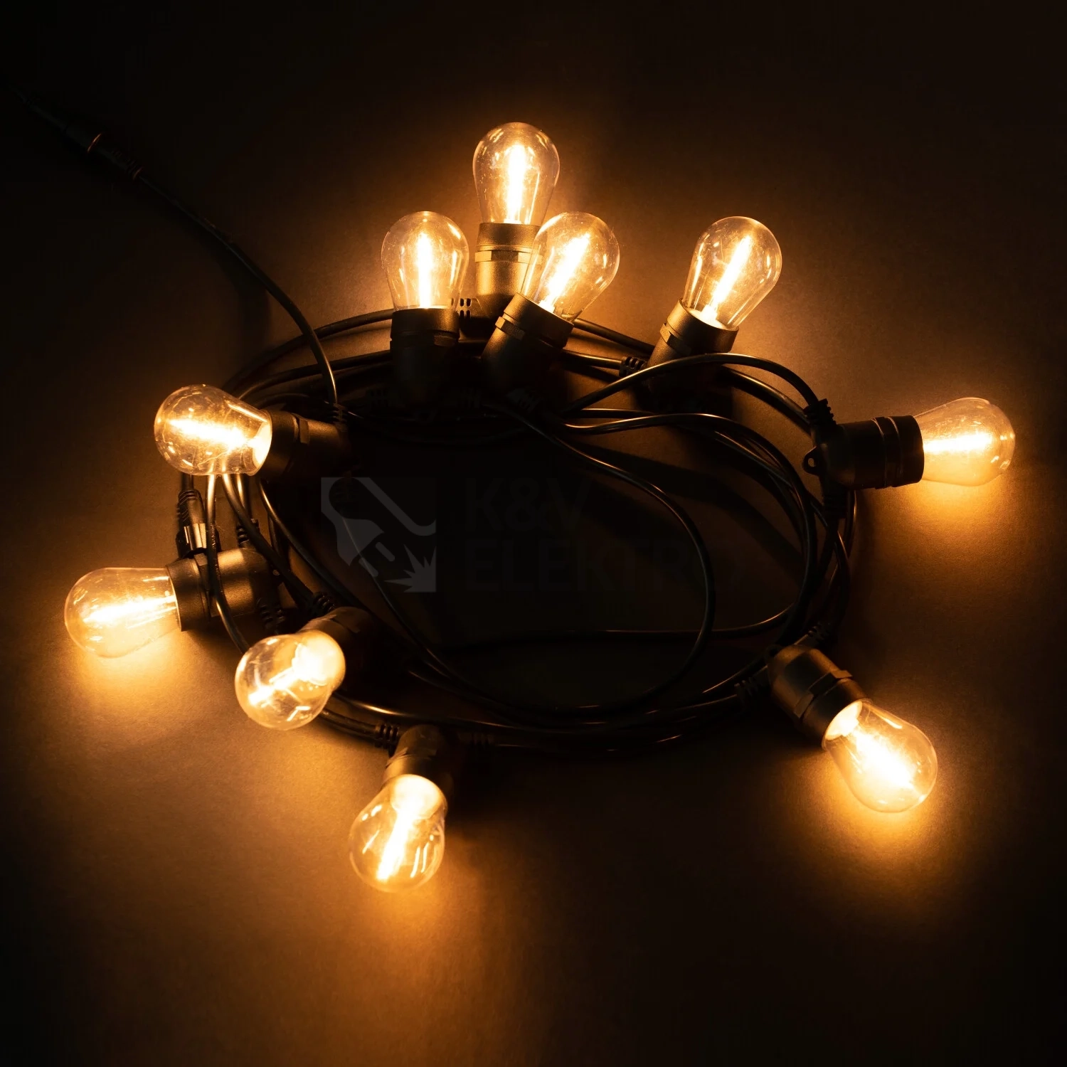 Obrázek produktu LED světelný řetěz T-LED STL10M 10m 10x E27 1W LED 2200K 1x náhradní žárovka 074021 5